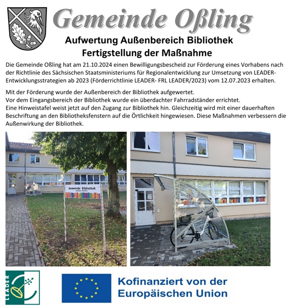 Bibliothek Oßling - Fertigstellung Außenbereich