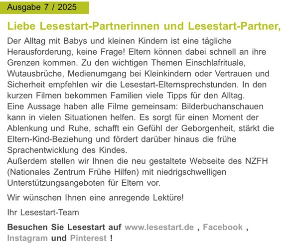 Lesestart 07/2025