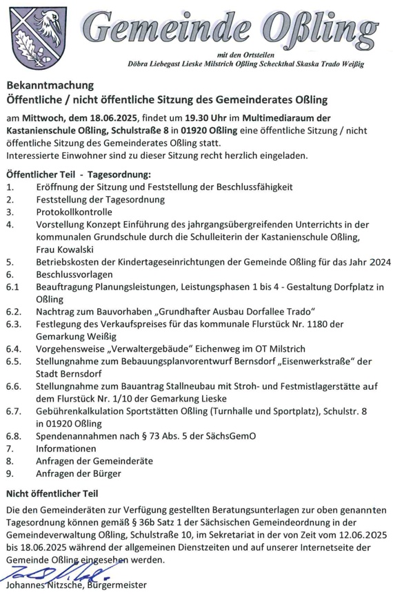Einladung zur GR-Sitzung 06/2025