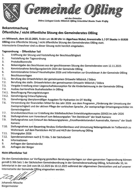 Einladung zur GR-Sitzung 12/2025