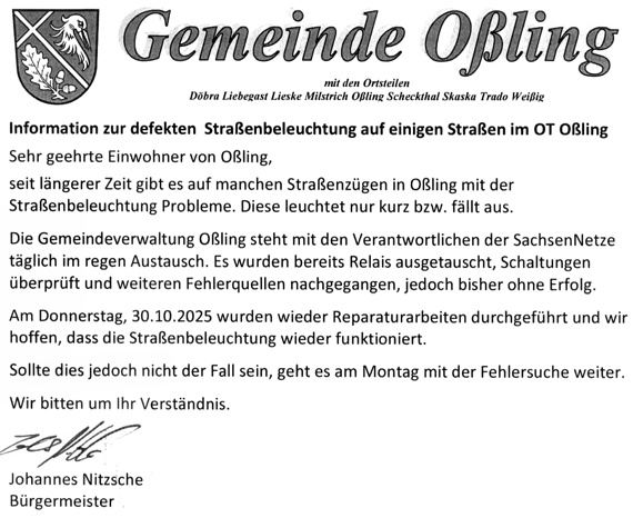 Oßling Straßenbeleuchtung