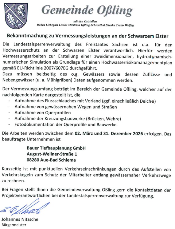 Vermessung Schwarze Elster in Milstrich