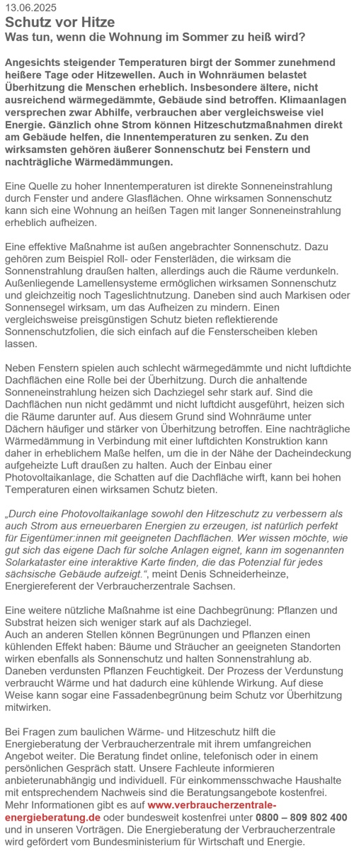 Schutz vor Hitze