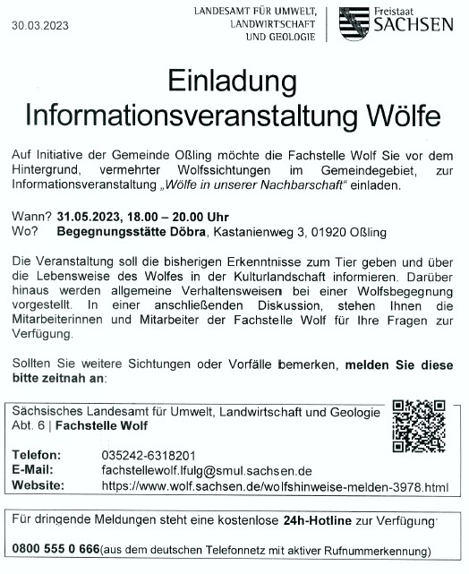 Info-Veranstaltung Wölfe in Oßling